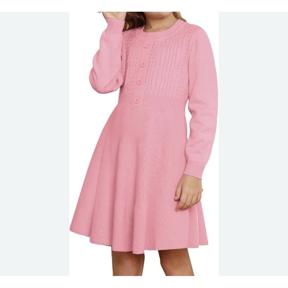 Grace Karin Girls Sweater Dress Pink Kids‎ 7Y Soft Long Sleeves Back To School